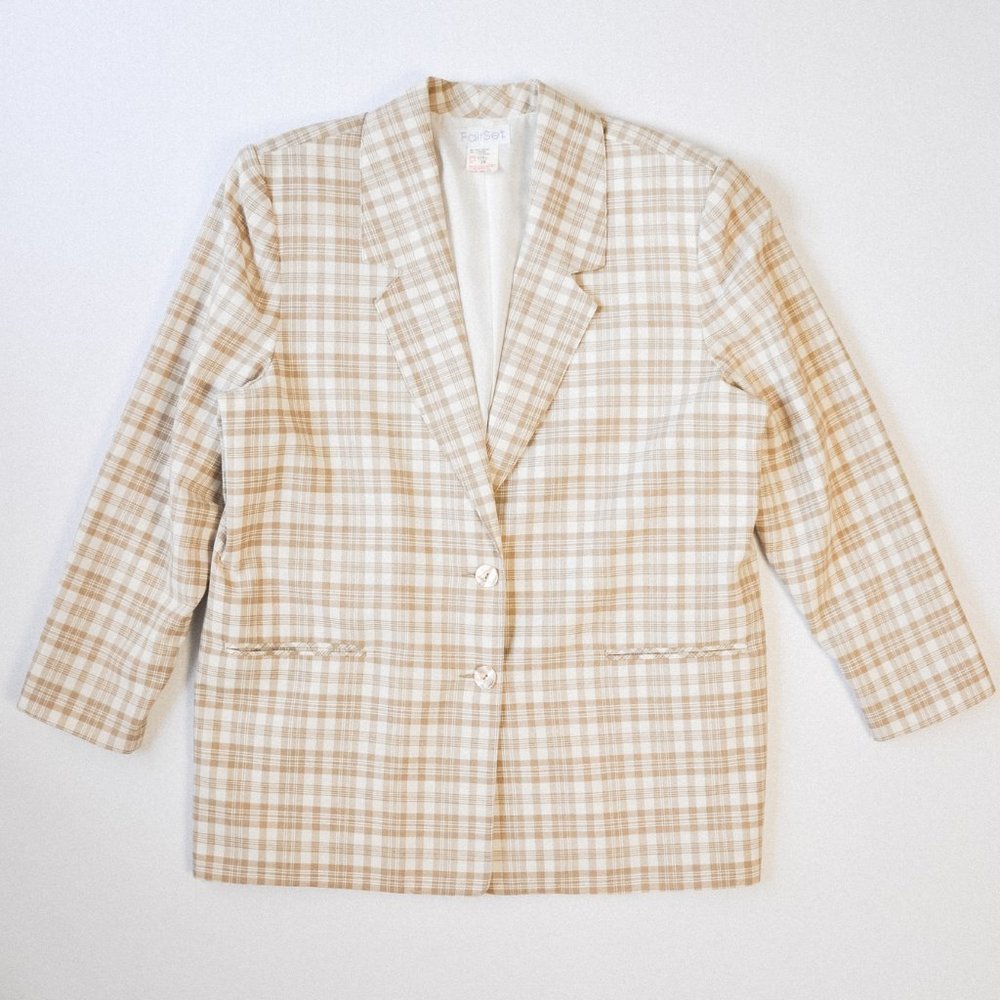 Vintage Neutral Plaid Blazer
